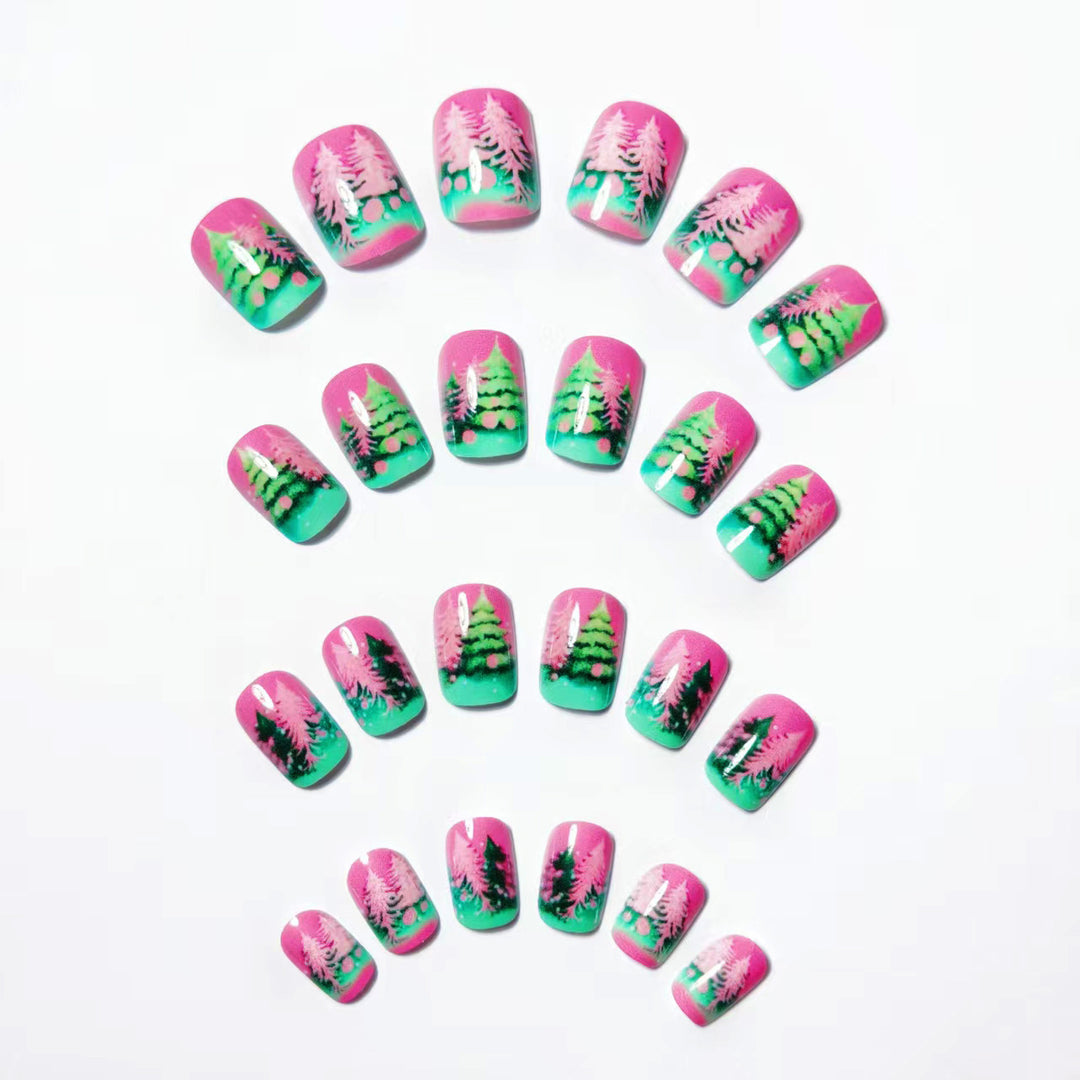 Artificial nails with festive Christmas tree design Stornfield