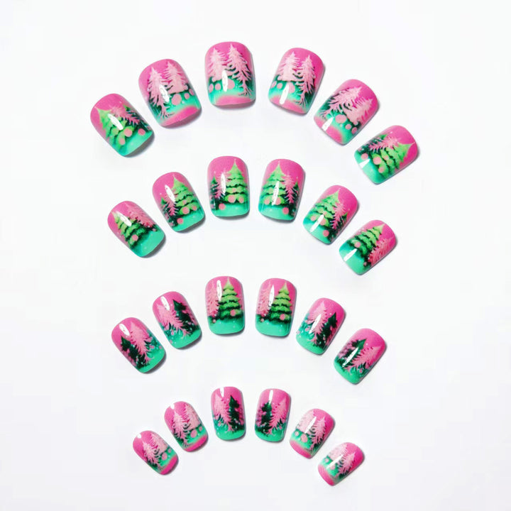Artificial nails with festive Christmas tree design Stornfield