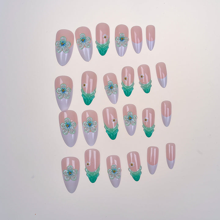 Floral-Embellished Press-On Nail Set Stornfield