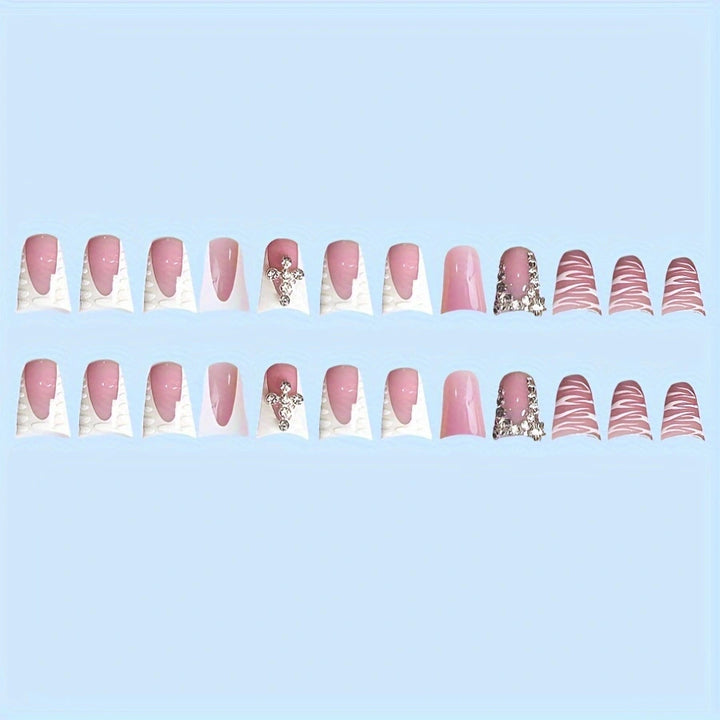 Decorative Press-On Nail Art Set with Gemstone Accents Stornfield