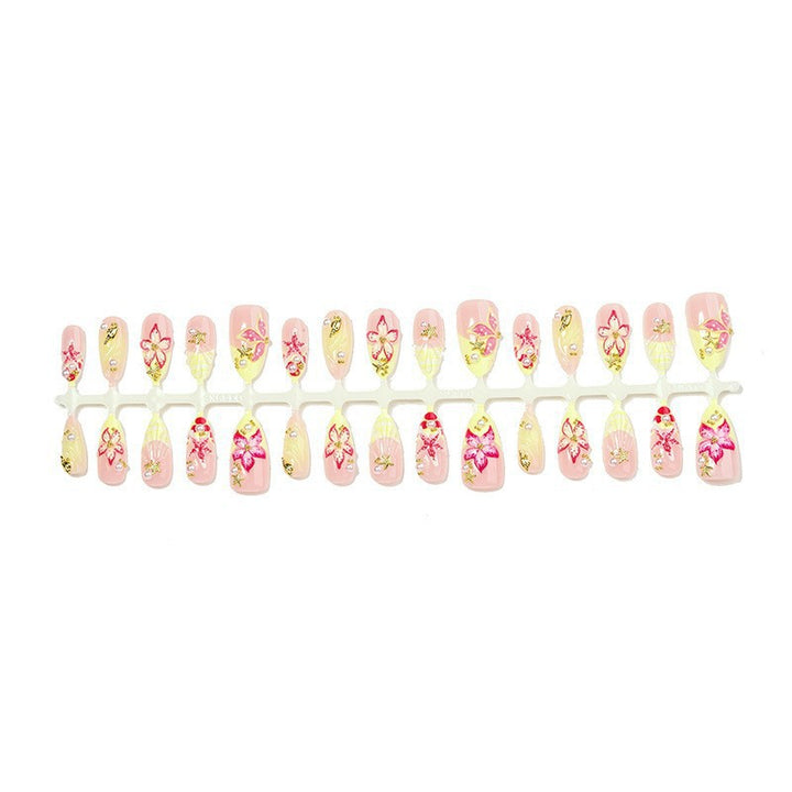 Acrylic nail set with luxurious 3D details and floral design Stornfield