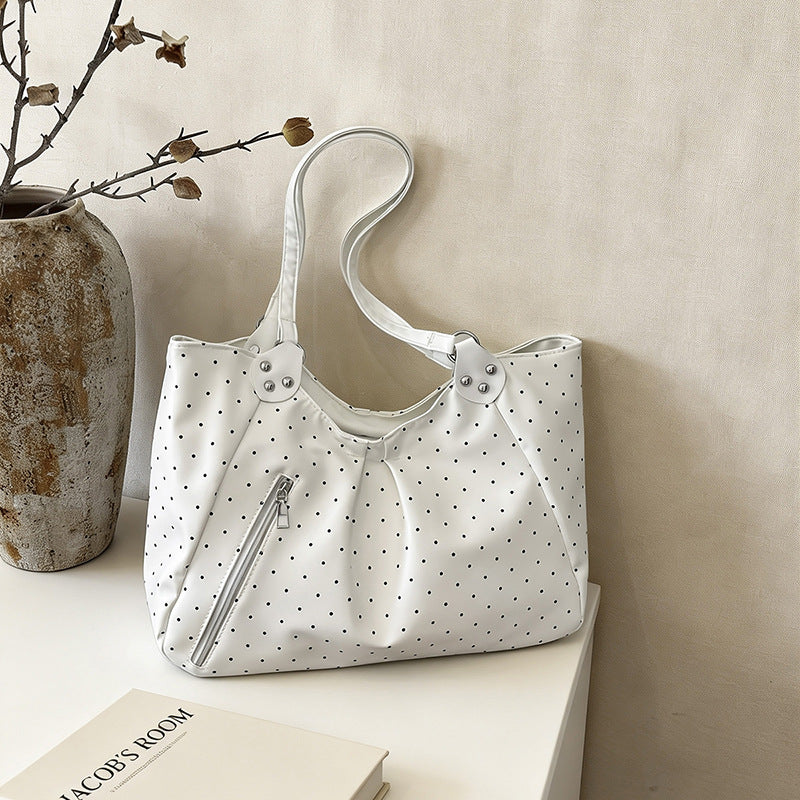 Polka Dot Patterned Handheld Tote Bag