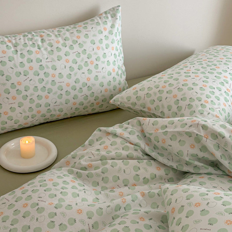 Plaid Cotton Sateen Duvet Cover and Pillowcase Bedding Set