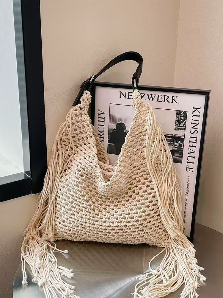 Handcrafted Stylish Tote Bag with Fringes Stornfield