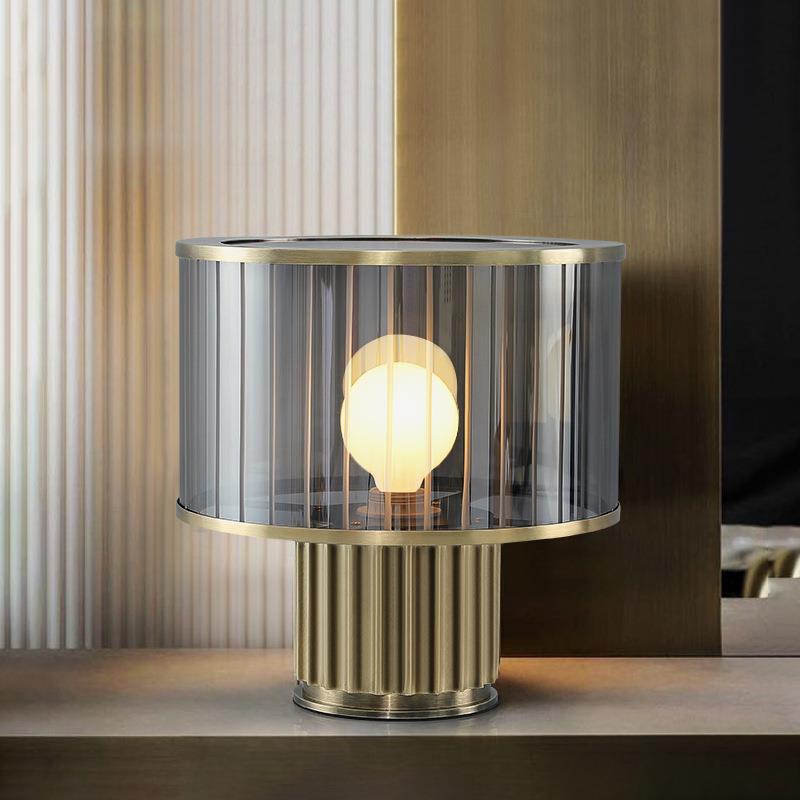 Modern Glass Table Lamp with Elegant Ribbed Base