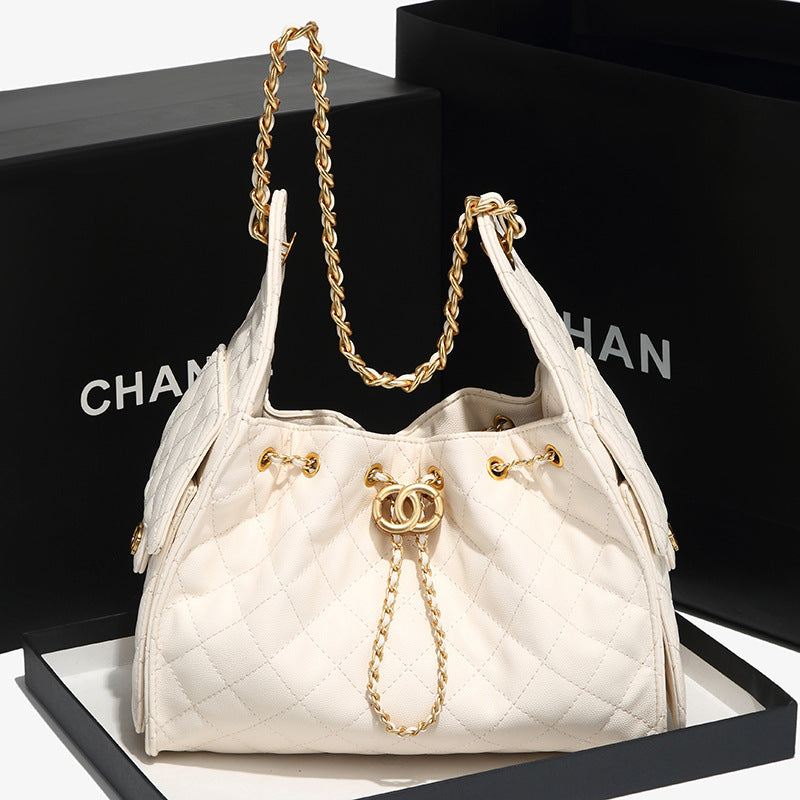 Quilted Drawstring Bucket Handbag
