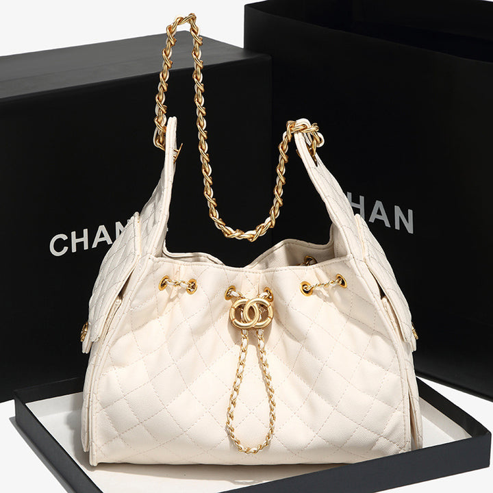 Quilted Drawstring Bucket Handbag