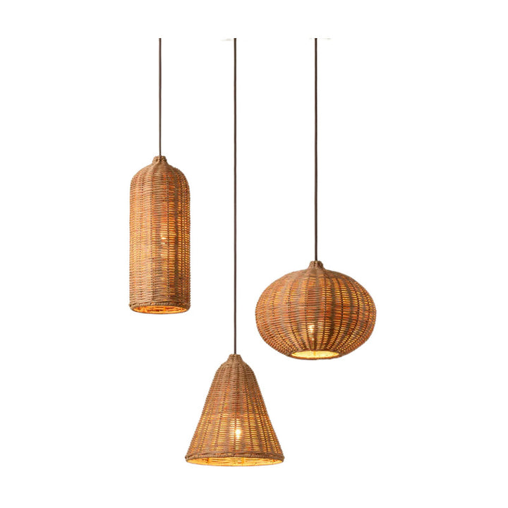 Handmade pendant light made of braided rattan Stornfield