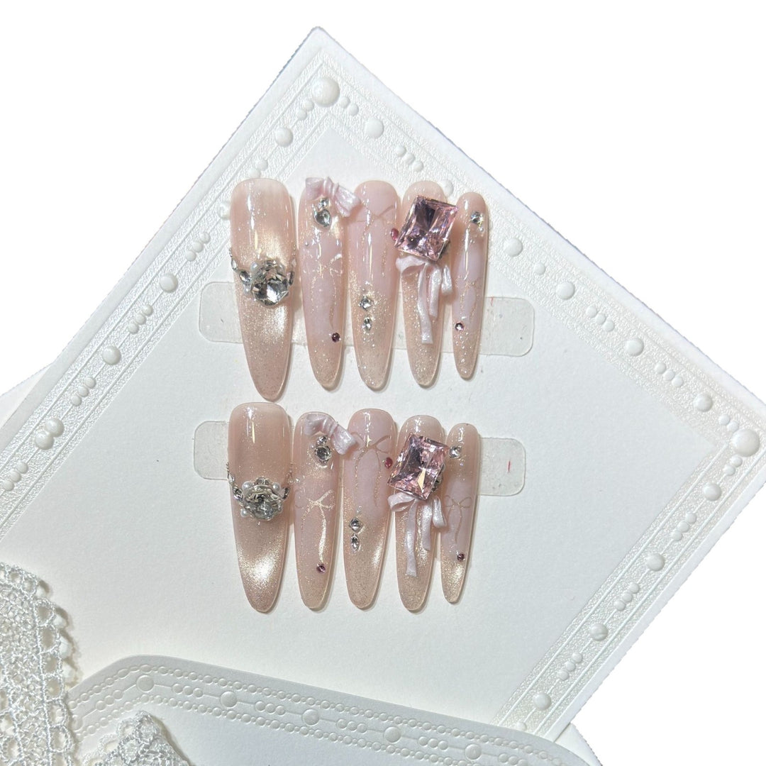 Artistic Stiletto Press-On Nail Set with Charming Patterns Stornfield