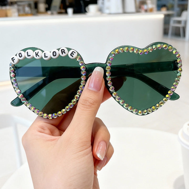 Heart-Shaped Rhinestone-Embellished Sunglasses Stornfield 1787141205