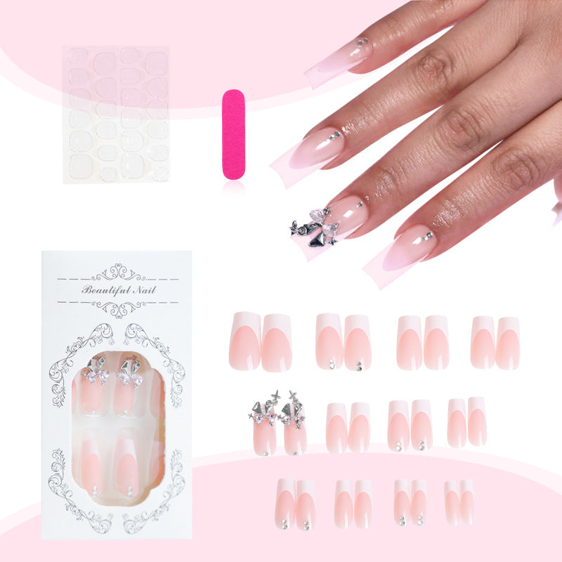 Elegant Decorative Press-On Nail Art Set with Rhinestone Accents Stornfield