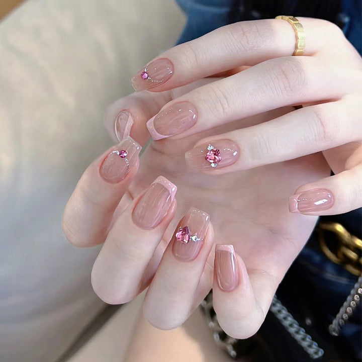 Artistic Press-On Nail Set with Glittery Star Accents Stornfield