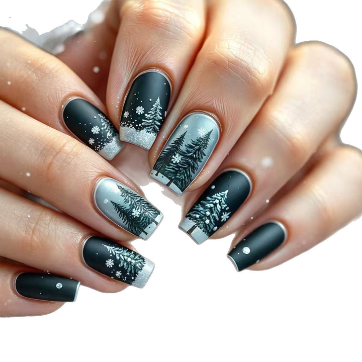 Artificial nails with winter fir tree design Stornfield