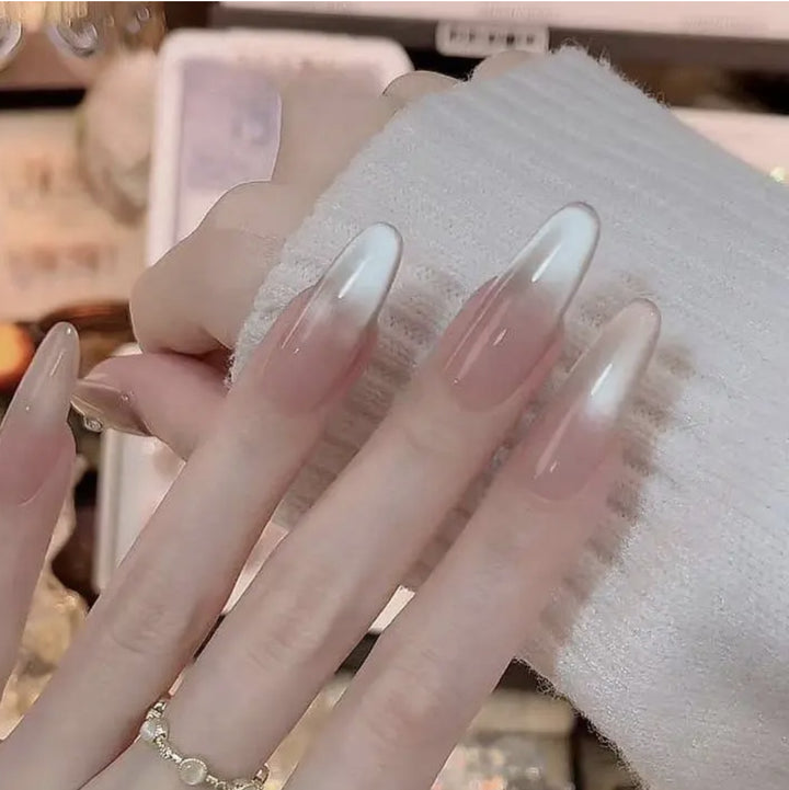 Artistic Press-On Nail Design Set with Floral and Gemstone Accents Stornfield