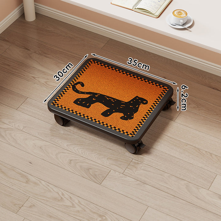 Low-Profile Wheeled Under-Bed Storage Tray with Cartoon Non-Slip Top