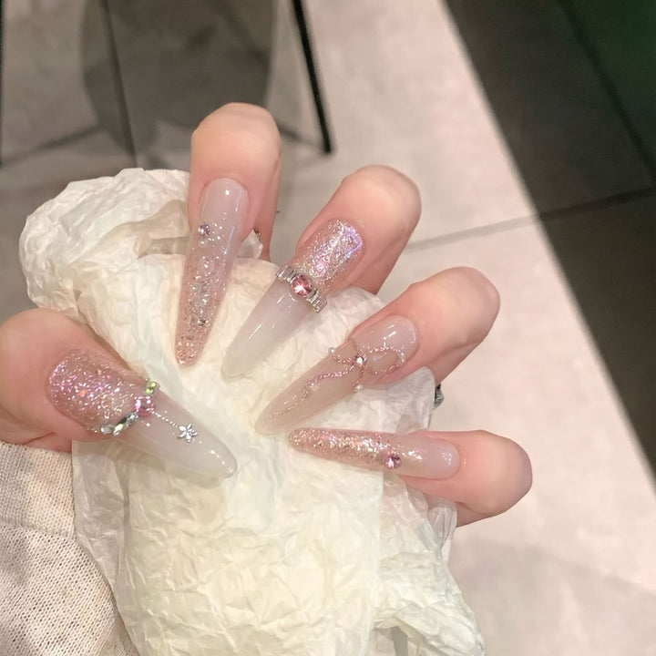 Glamorous Stiletto Press-On Nail Art Set with Sparkling Rhinestones Stornfield