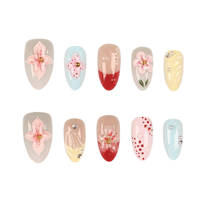 Artistic Floral Press-On Nail Set