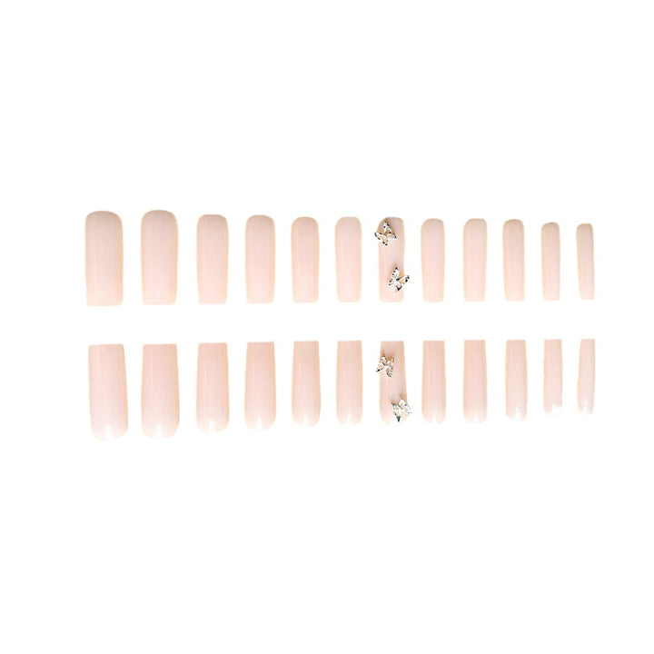 Elegant Long Coffin Nail Extensions with Butterfly Accents Stornfield