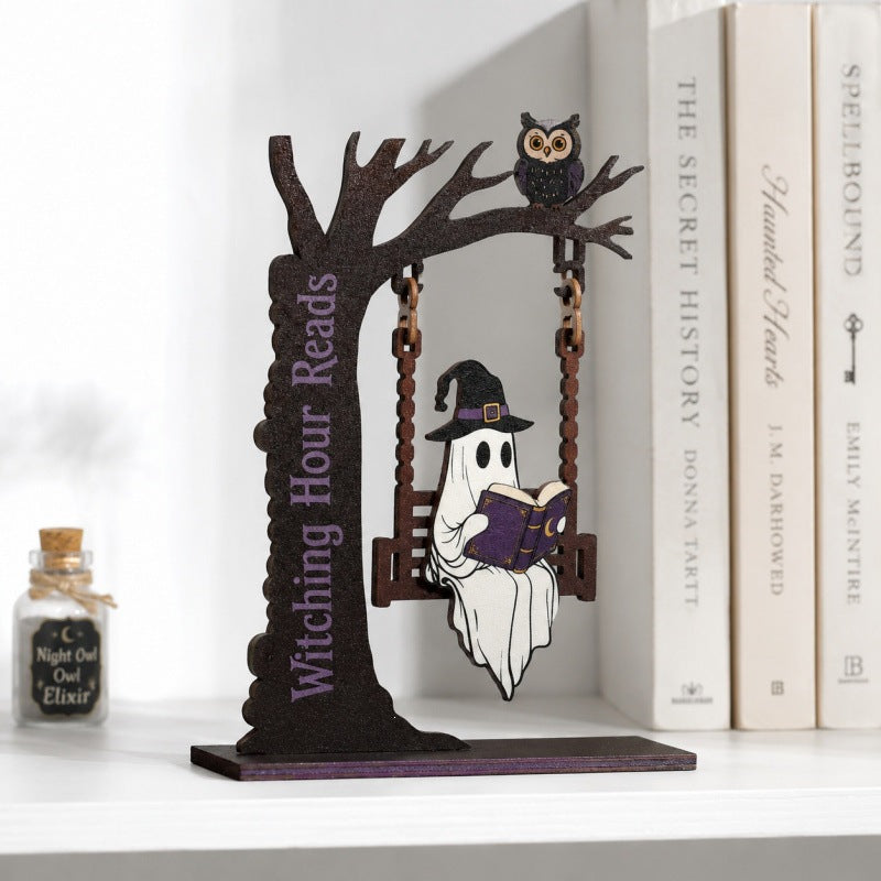 Whimsical Halloween Ghost and Cat Decoration Stornfield