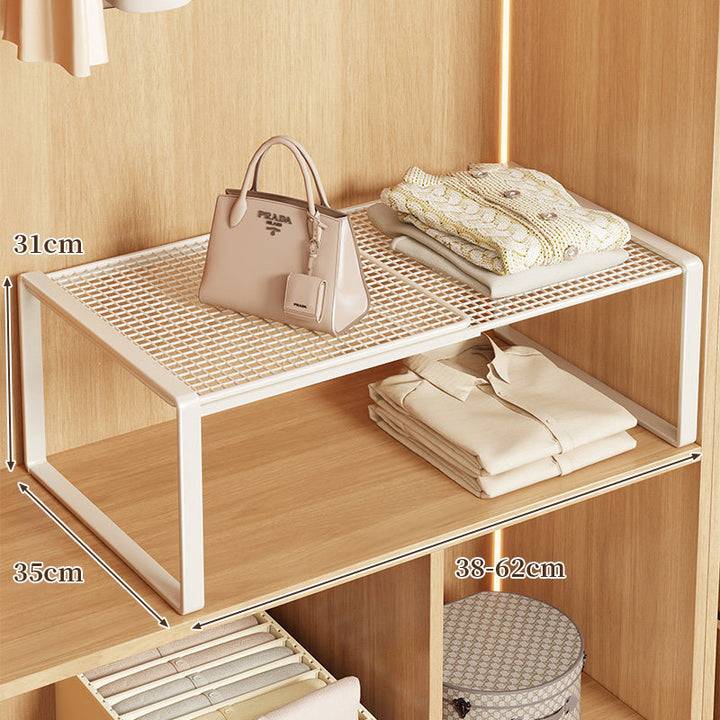 Expandable Metal Closet Shelf Riser and Stackable Wardrobe Organizer