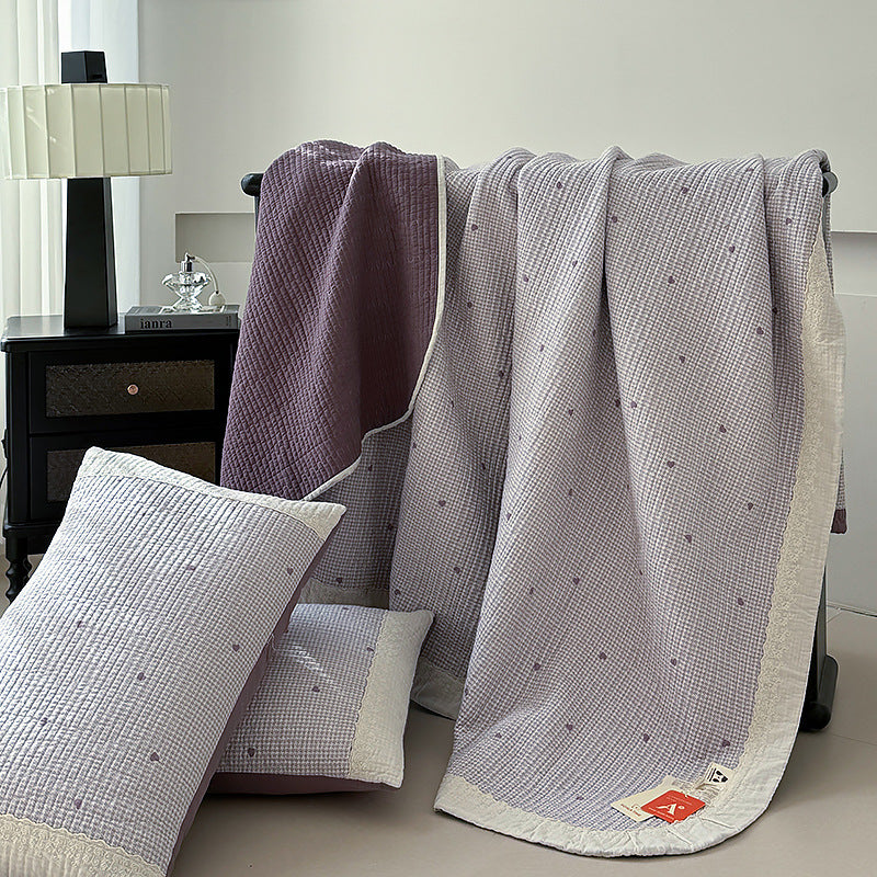 Quilted Reversible Cotton Lightweight Comforter and Decorative Pillow Sham Set