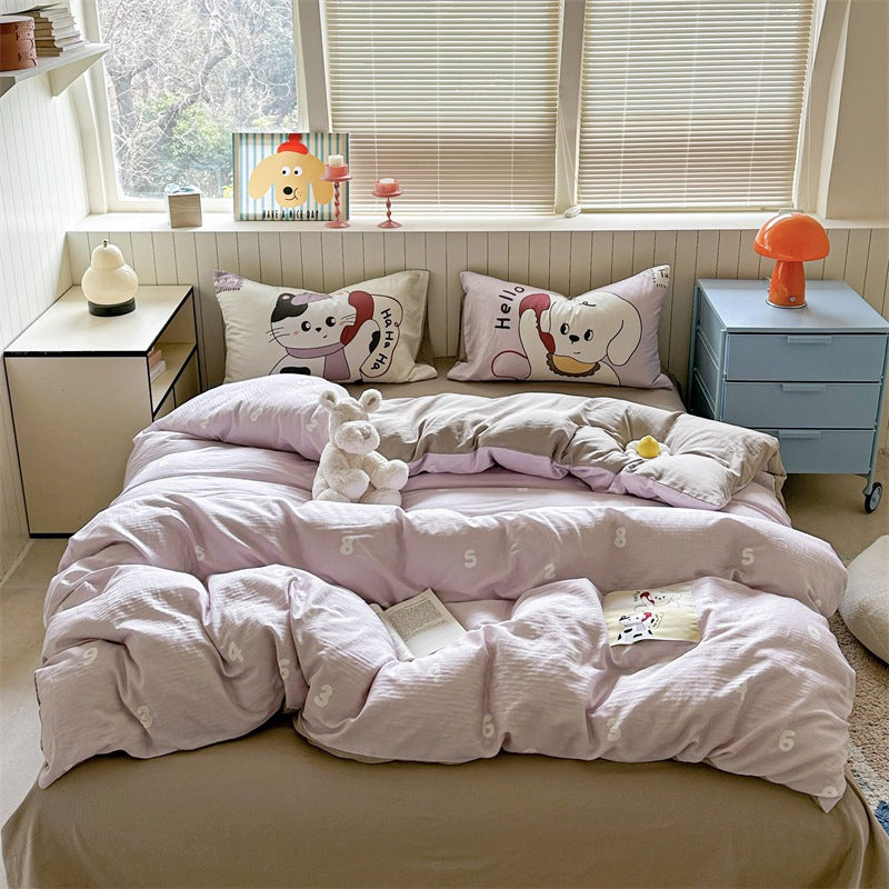 Striped Cotton-Blend Lightweight Reversible Comforter with Playful Dot Accents