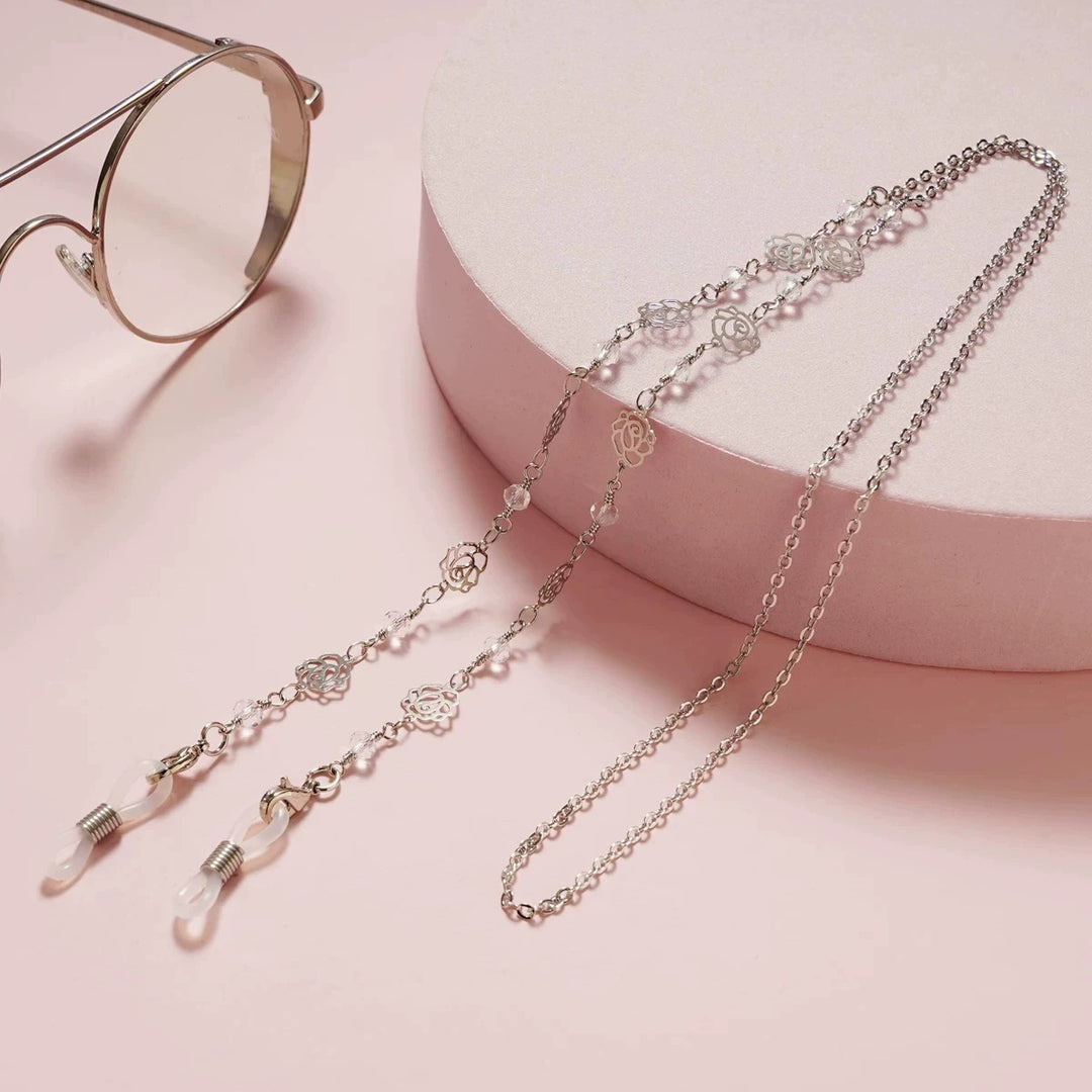 Fashionable glasses holder chain with floral design Stornfield