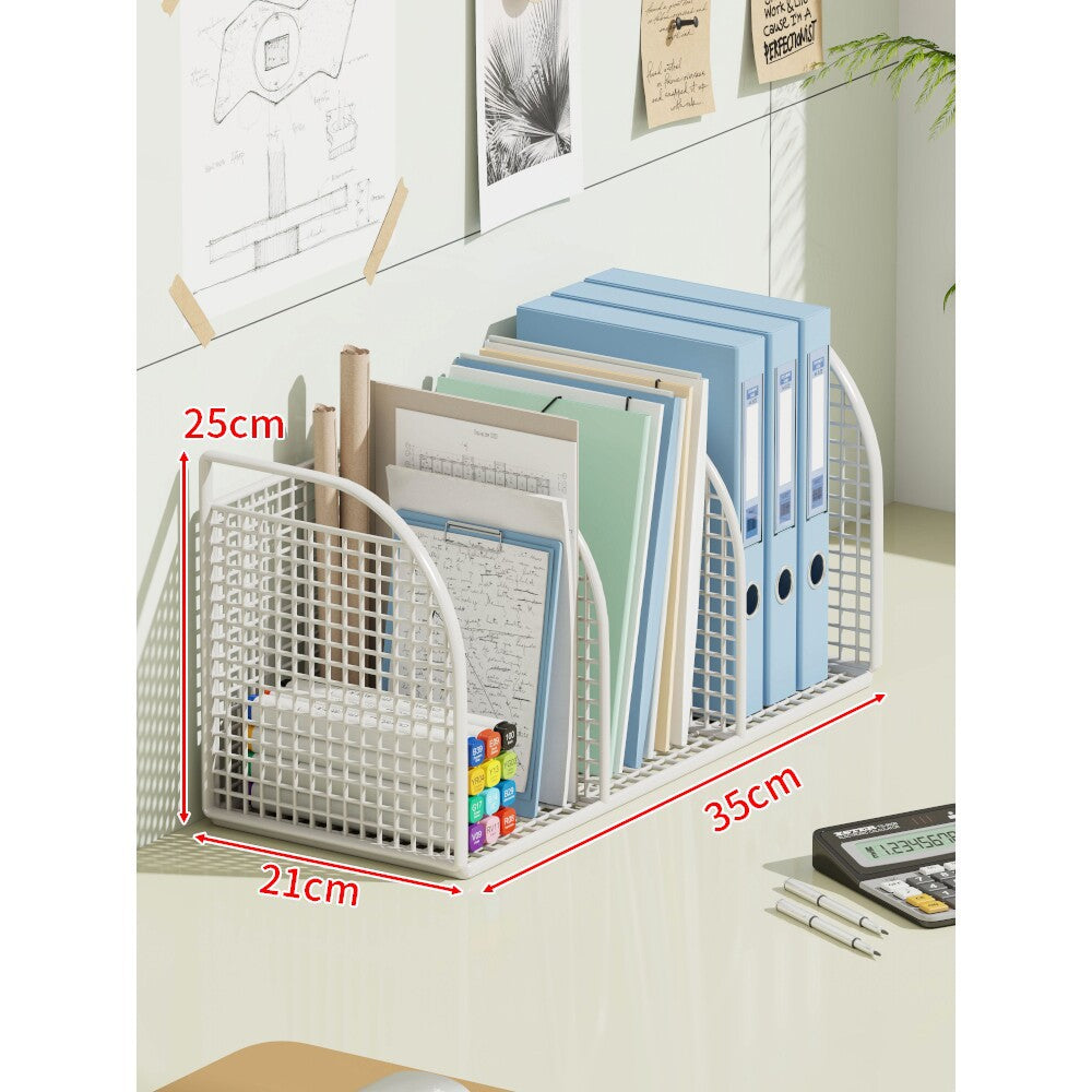 Multi-Tier Angled Metal Mesh Desktop File and Folder Organizer
