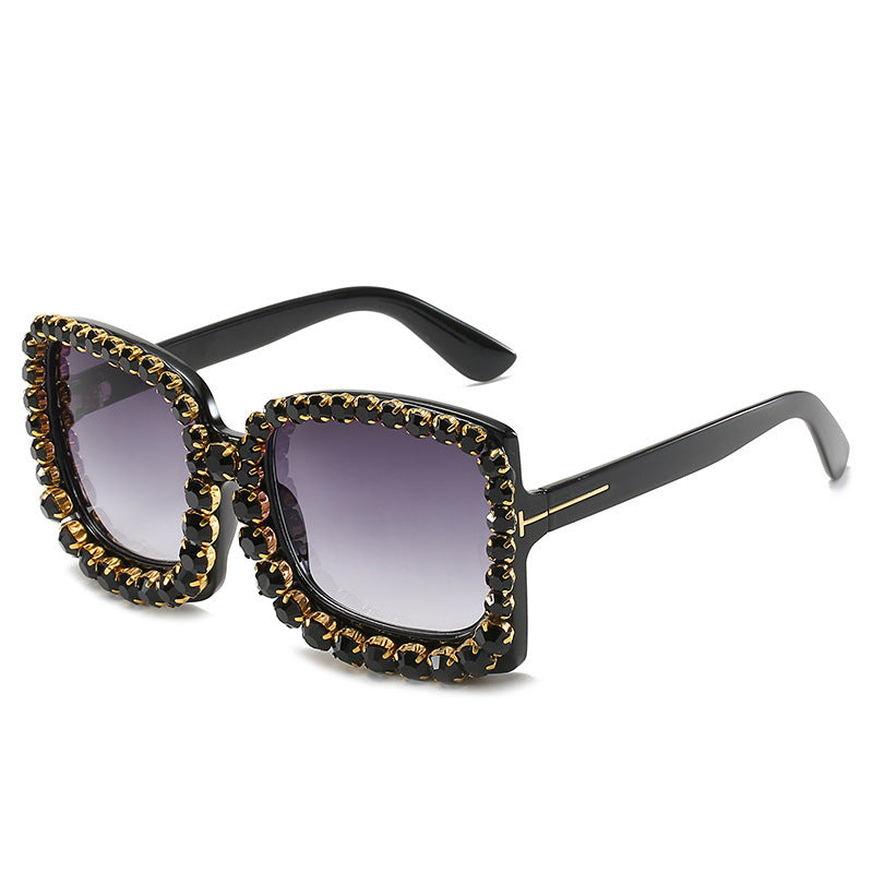 Glamorous Rhinestone-Embellished Oversized Sunglasses Stornfield