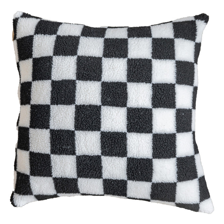 Checked Plush Throw Cushion