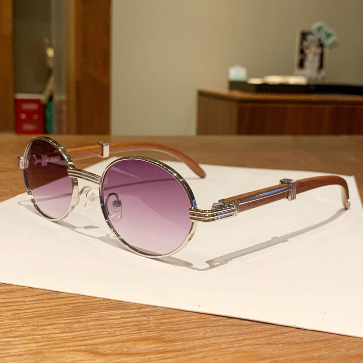 Women's Vintage-Style Sunglasses with Wooden Inner Frame Stornfield