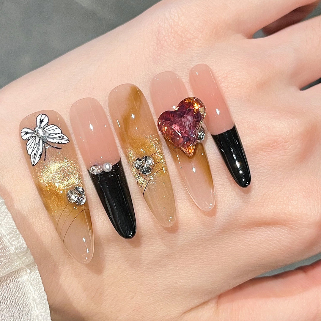 Artistic 3D Butterfly and Gem Nail Extensions Stornfield