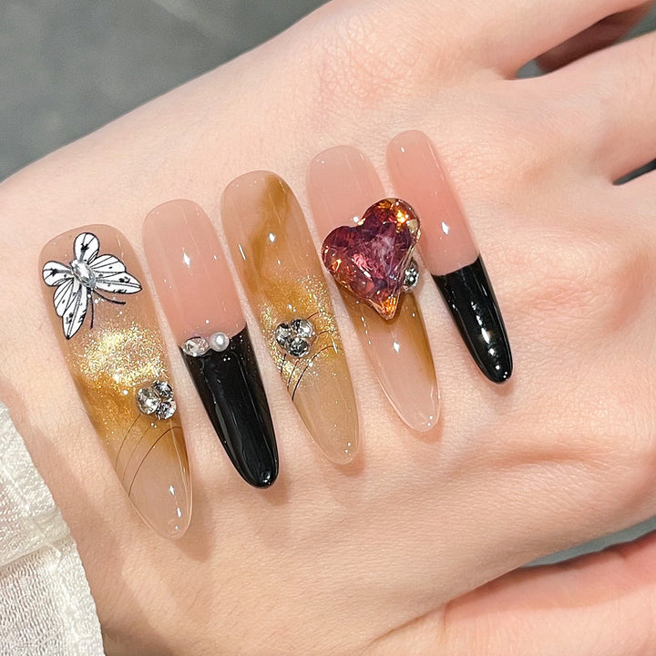 Artistic 3D Butterfly and Gem Nail Extensions Stornfield