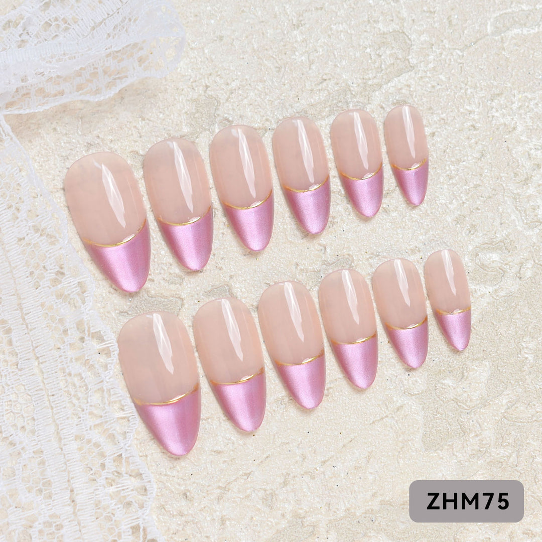 Artistic Press-On Nail Set with Cherry Blossom Design Stornfield