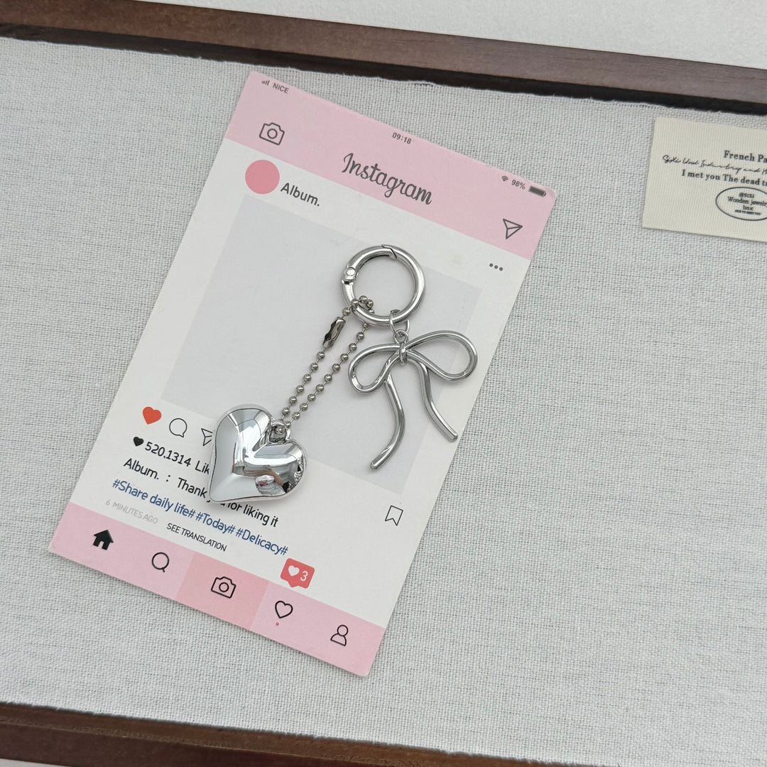 Heart-Shaped Charm Keychain with Bow Stornfield