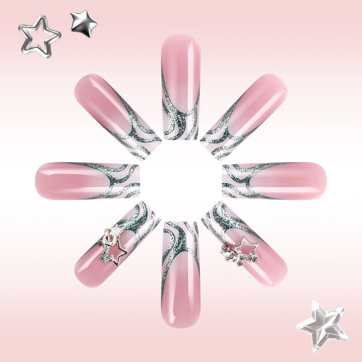 Glittery Star-Embellished Press-On Nails Stornfield