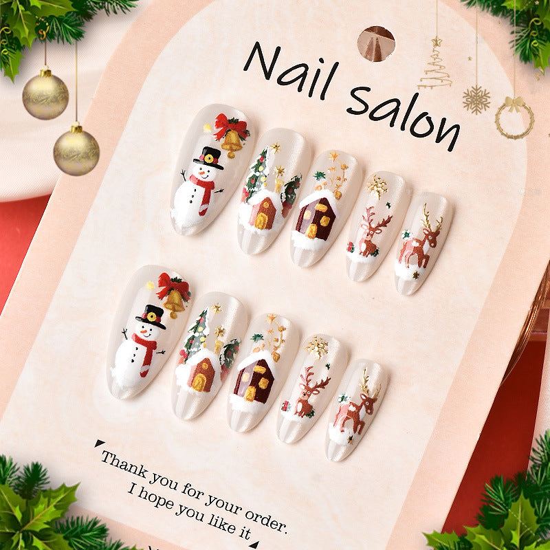 Festive Winter-Themed Press-On Nail Art Stornfield