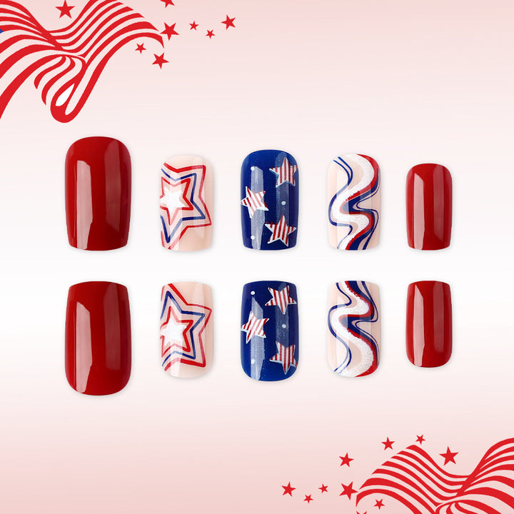 Themed Press-On Nail Art Set with Star Design Stornfield