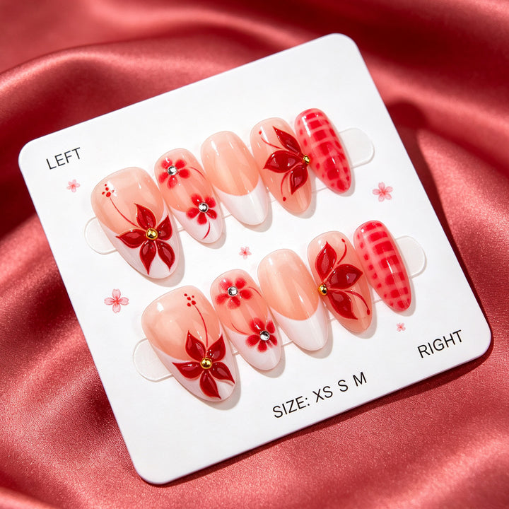 Artistic Floral Accented Press-On Nail Set 1790738460