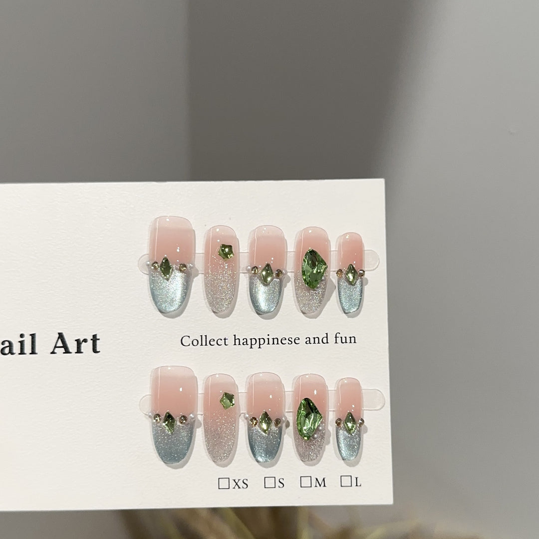 Luxury Crystal-Embellished Press-On Nail Art