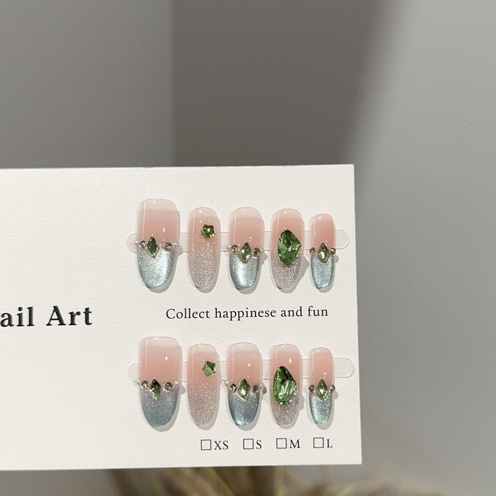 Luxury Crystal-Embellished Press-On Nail Art