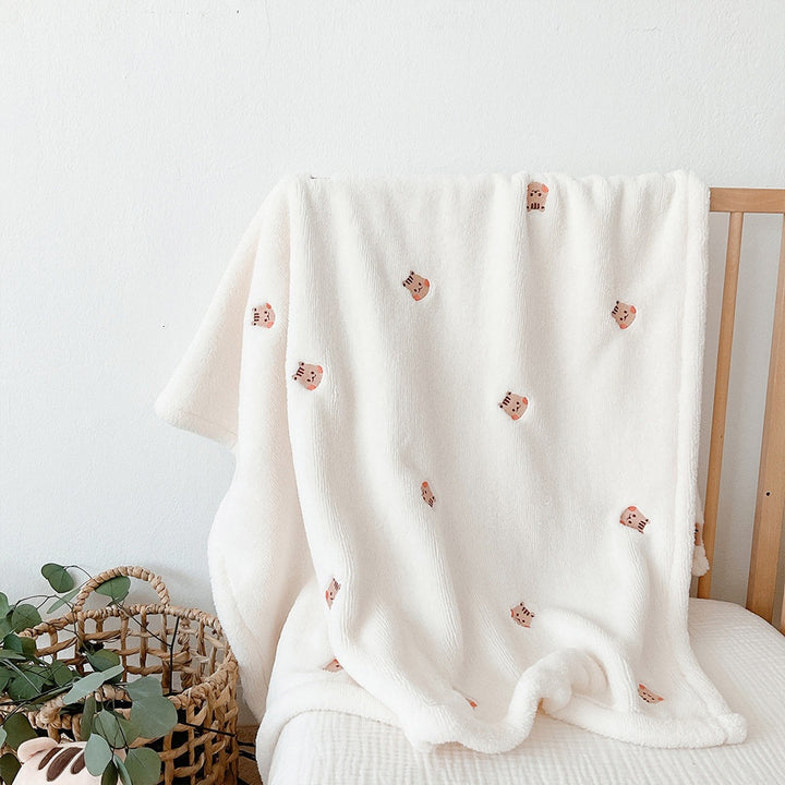 Soft Floral Embroidered Throw Blanket