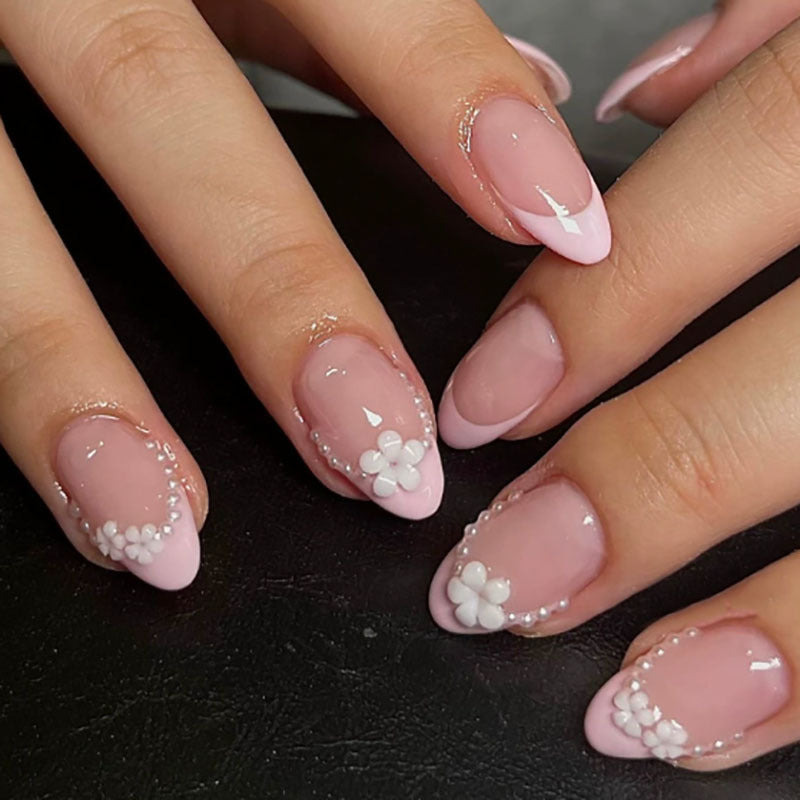 Floral Embellished Press-On Nails