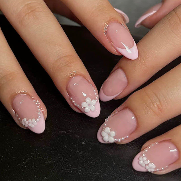 Floral Embellished Press-On Nails