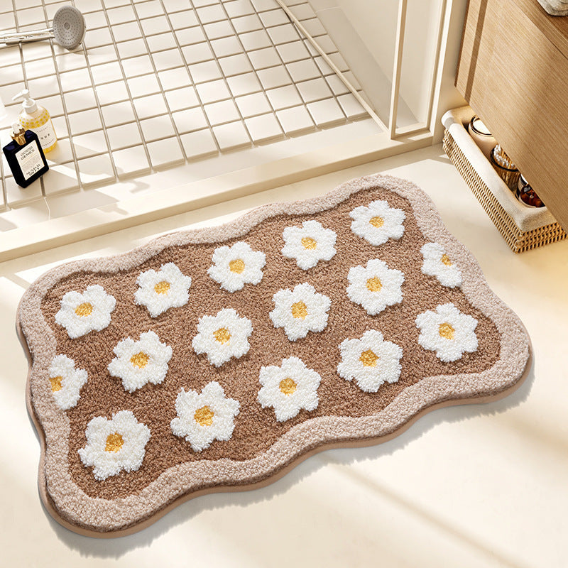 Floral Pattern Bathroom Rug
