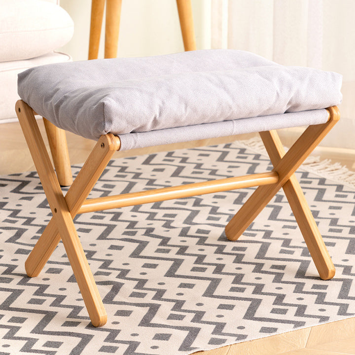 Folding Stool with Padded Seat and Stable Wooden Frame Stornfield