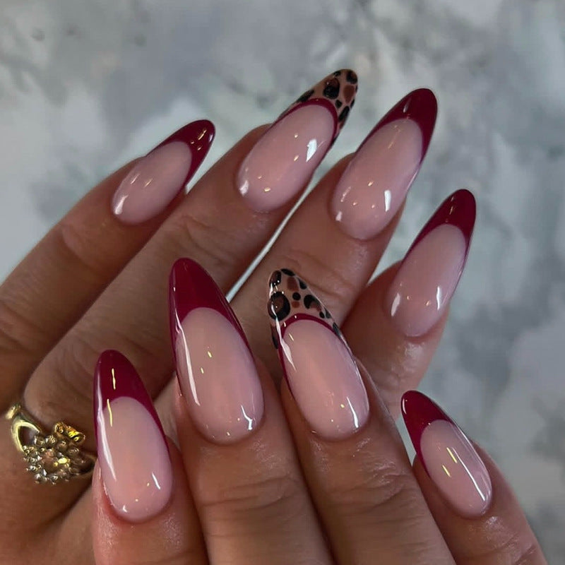 Acrylic nail set with elegant French tip and modern patterns Stornfield