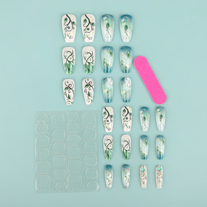 Artificial Nails Set with Floral Designs Stornfield