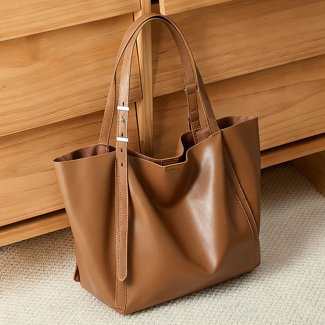 Sculpted Slouch Tote with Adjustable Buckled Shoulder Straps