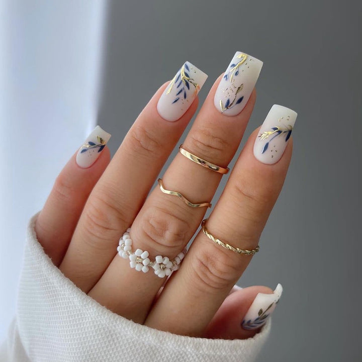 Elegant Floral Bow Press-On Nail Tips Stornfield